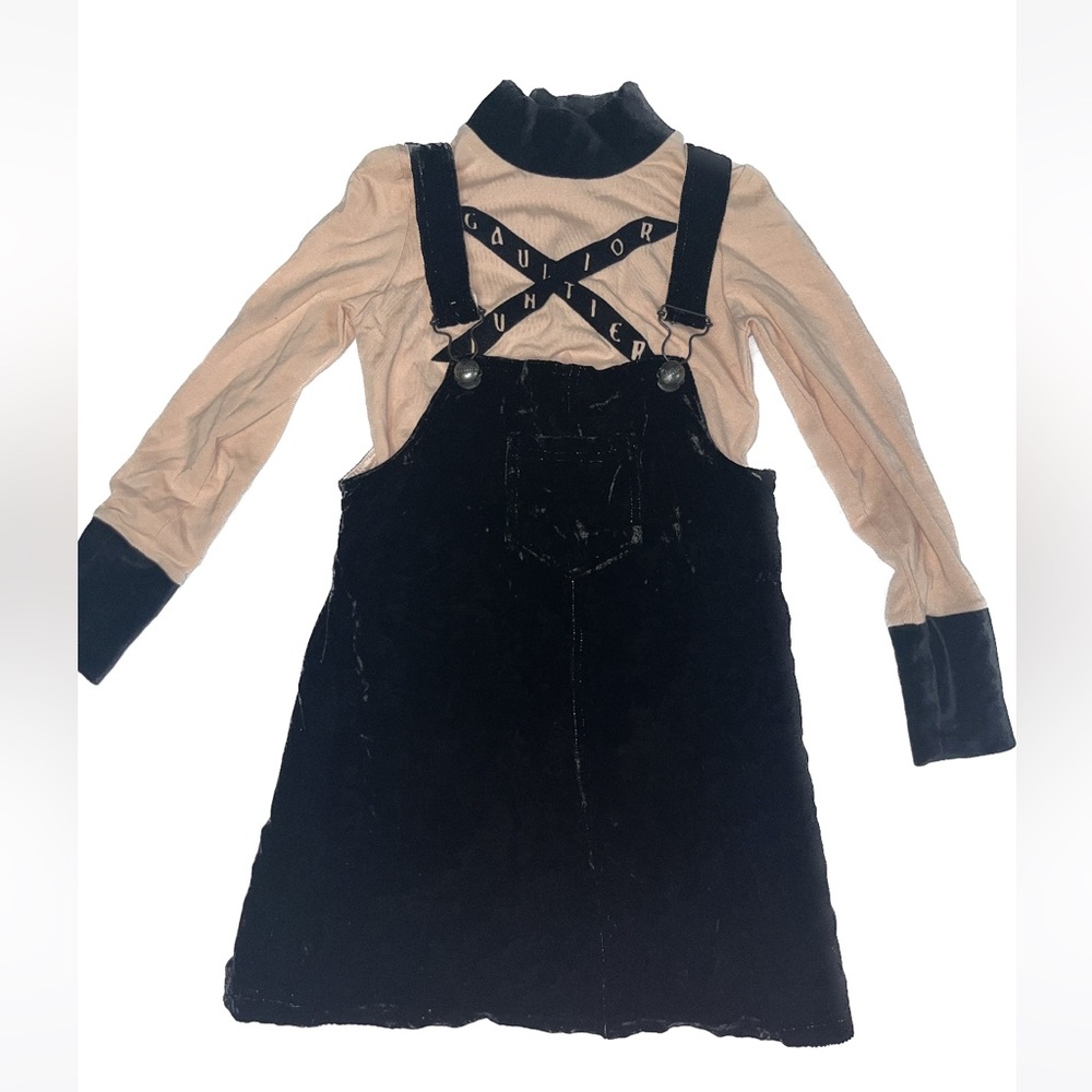 Junior gualtier girls size 6 velour jumper and matching shirt